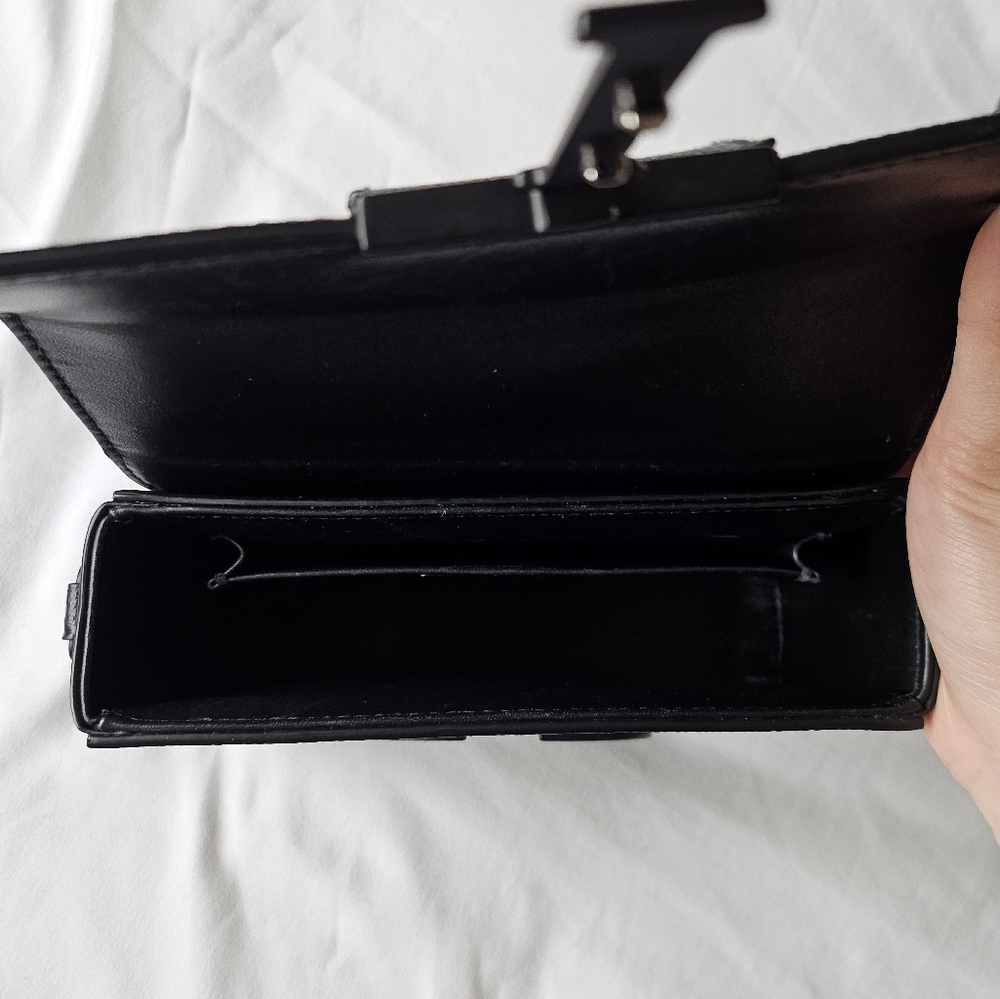 AUTH CHRISTIAN DIOR Montaigne Box Black Grained Calf Leather Bag - Picture 5 of 14